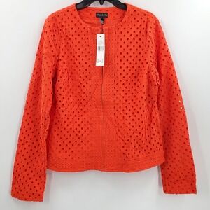 Women's Long Tall Sally‎ Orange Perforated Cotton Jacket Size 10 NEW A9